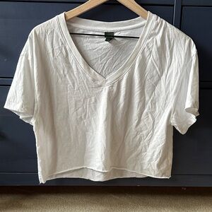 Wild Fable White V-Neck Crop Top